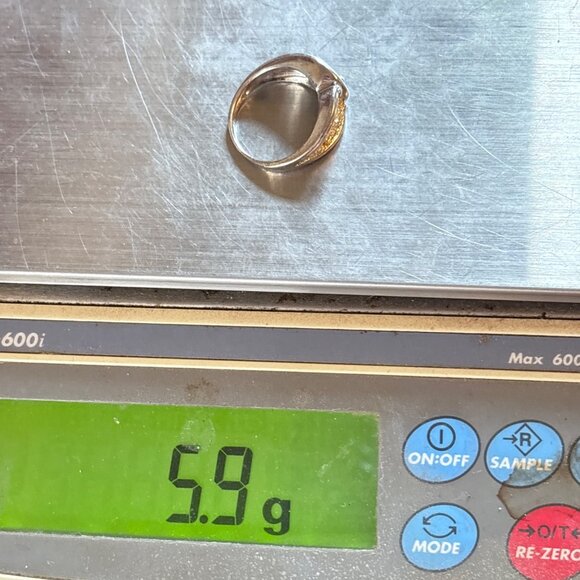 VTG Solid Sterling Silver 925 Two Tone Textured Tapered Band Ring Size 9.25 - Picture 9 of 9